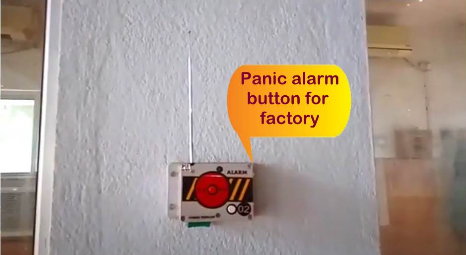 Factory Panic Button - Emergency panic button installed on factory floor for immediate security response.